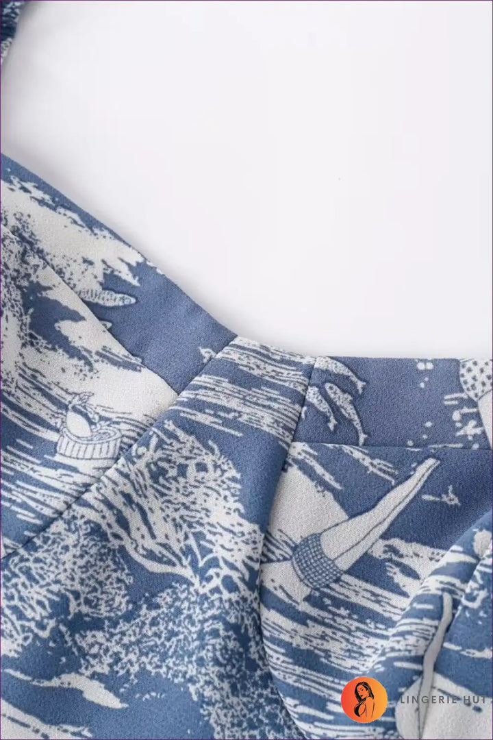 Levoire | Robe mi-longue imprimée bleue élégante