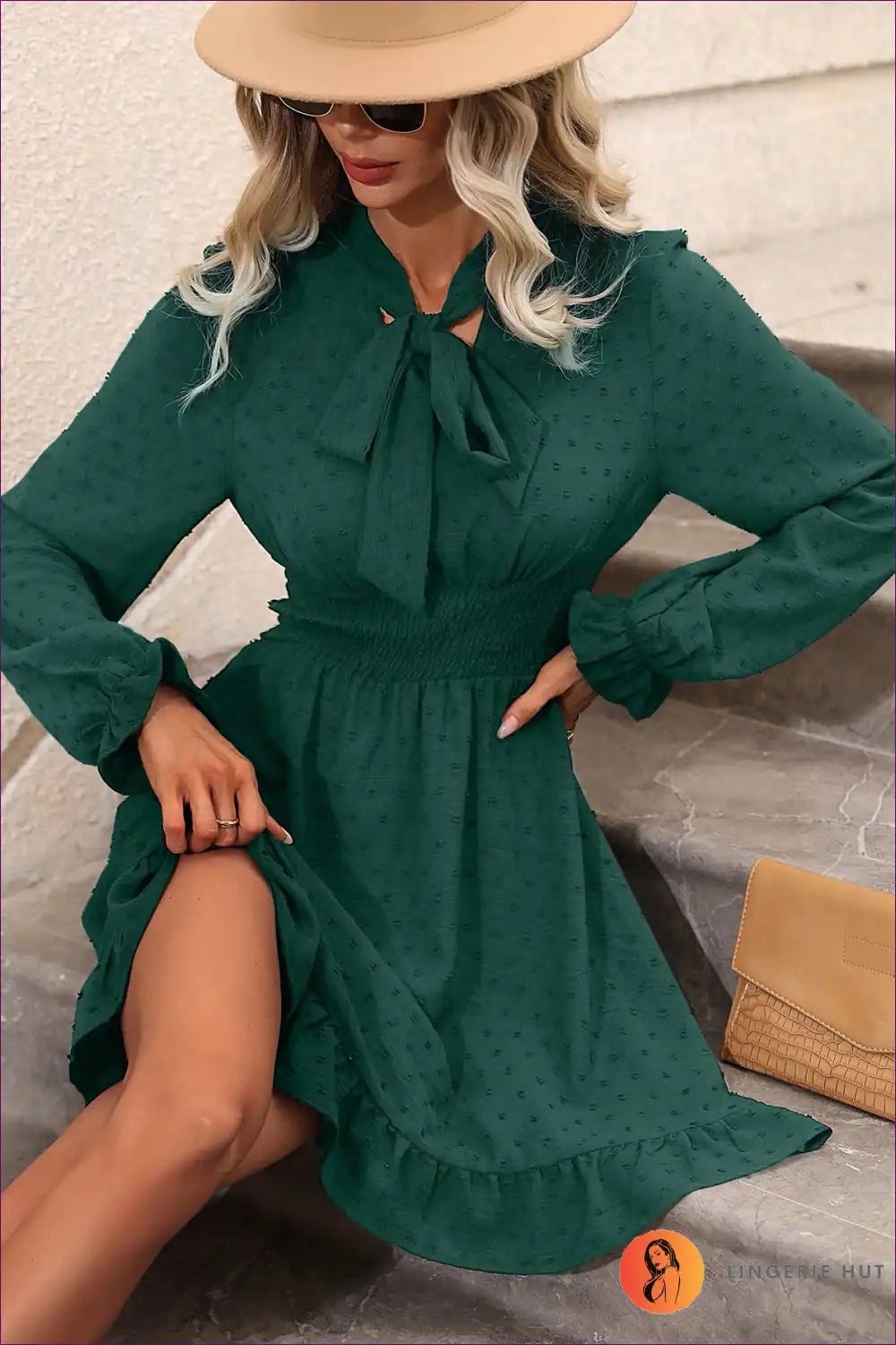 Levoire | Robe en papillon de couleur bordeaux élégante Vert