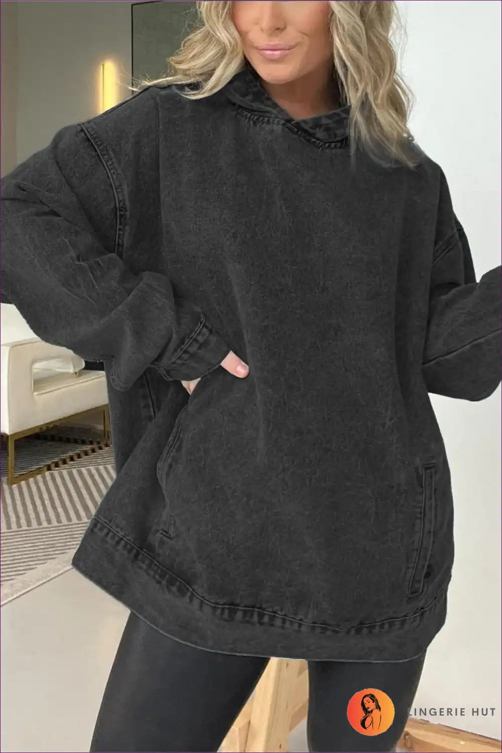 Levoire | Sweat à capuche en jean stylé – Facilement cool Noir