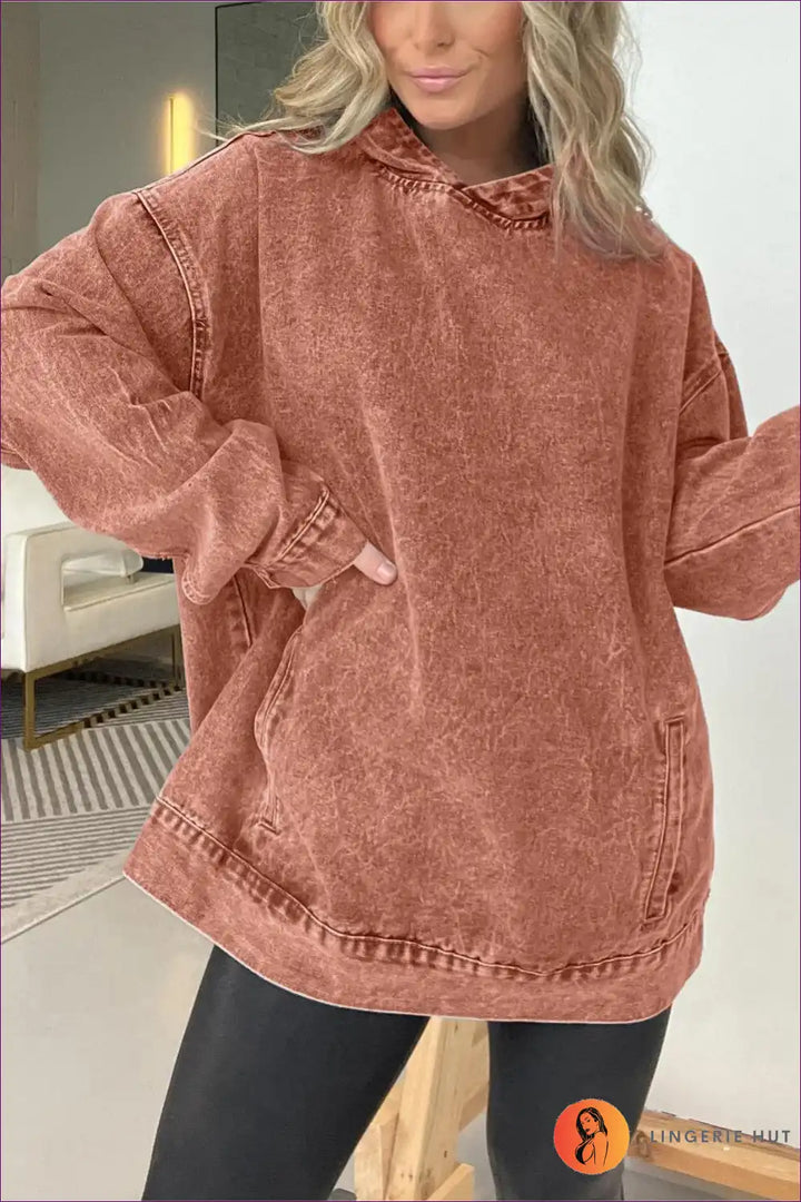 Levoire | Sweat à capuche en jean stylé – Facilement cool Orange