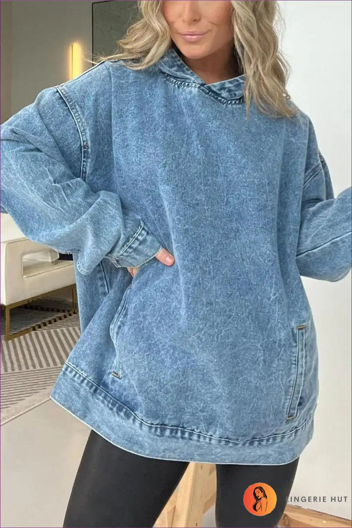 Levoire | Sweat à capuche en jean stylé – Facilement cool Bleu