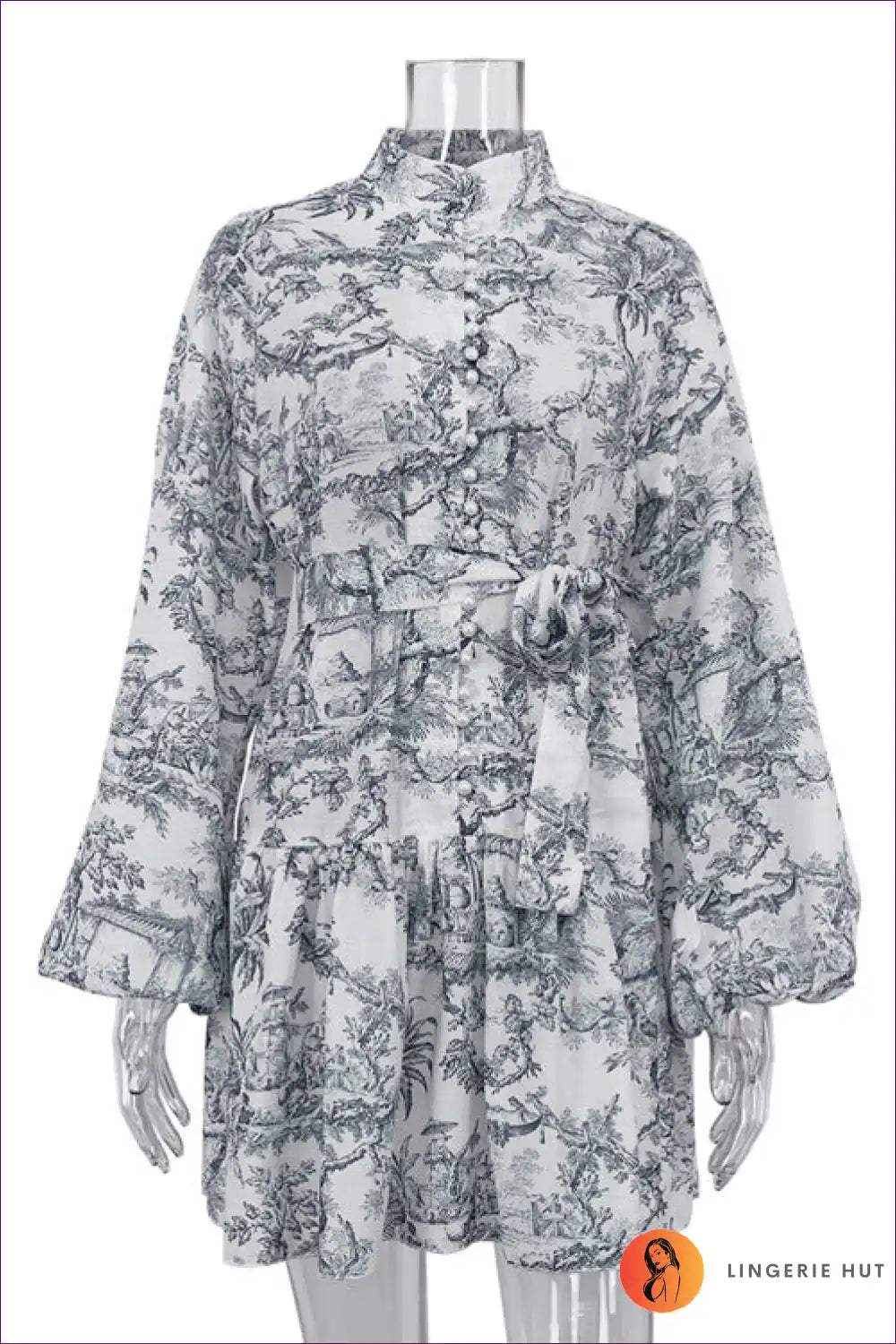 Levoire | Robe mini à motifs floraux élégante - élégance sans effort Gris