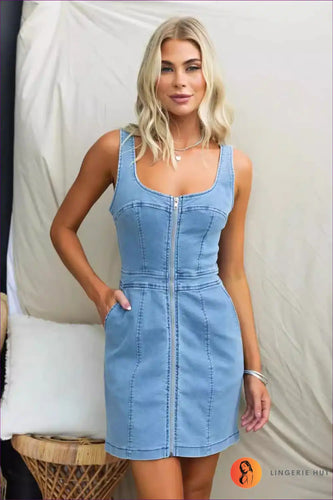 Levoire | Robe en denim élégante à bretelles spaghetti - style d'été sans effort