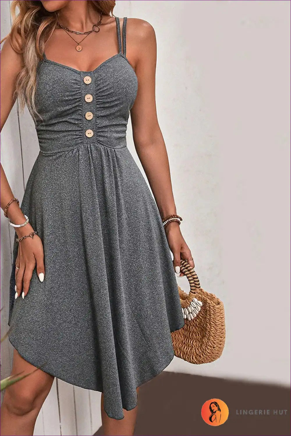 Levoire | Robe d'été avec joli bouton à l'avant - Élégance sans effort