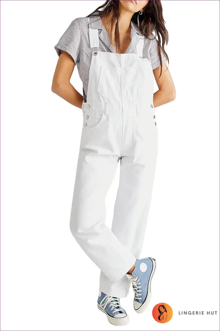 Levoire | Denim Delight Salopette - Sans Effort Élégant Blanc