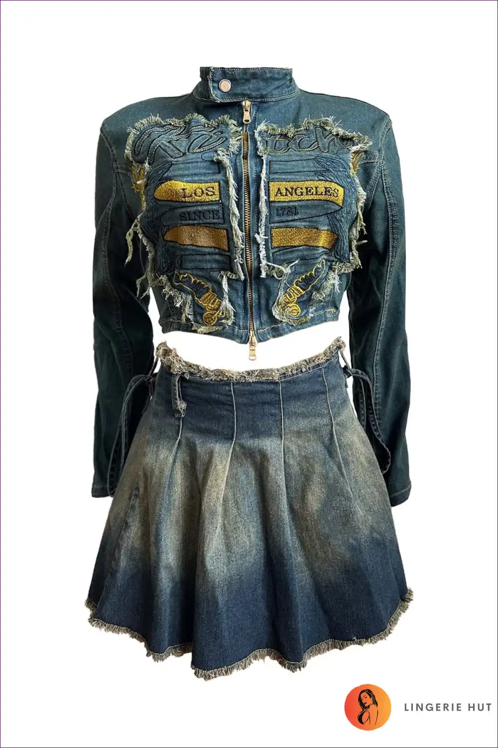 Levoire | Veste en denim Revitty et ensemble jupe - Edgy Chic Ensemble