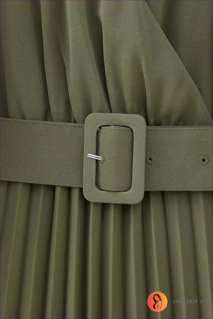 Levoire | Élégante robe plissée avec ceinture design | Style de bureau intemporel