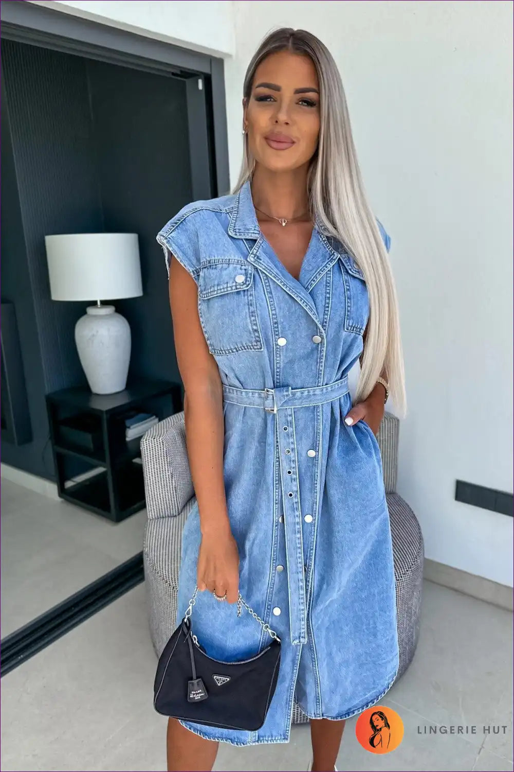 Levoire | Robe en denim élégante avec col - Style d'été Bleu clair