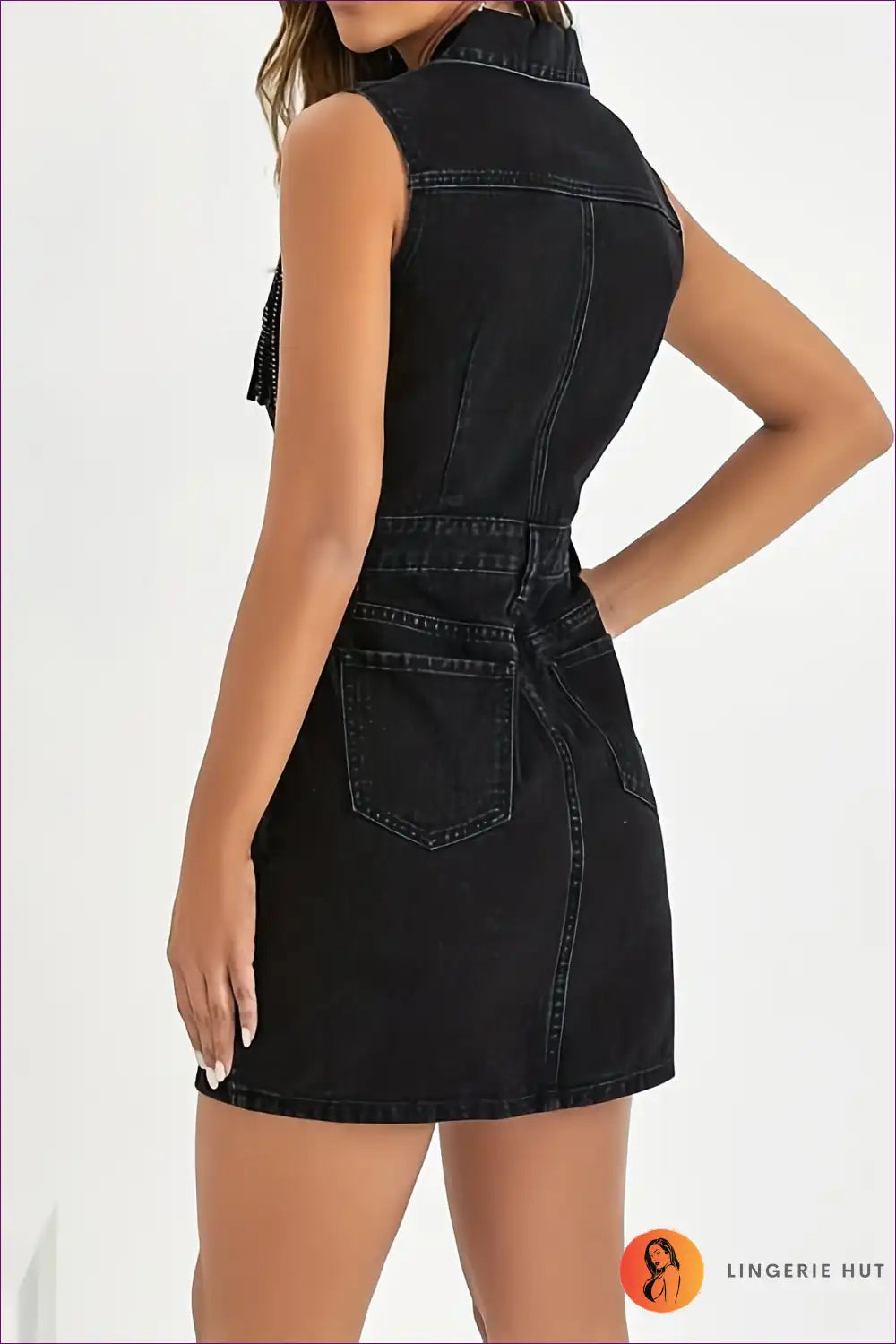 Levoire | Robe en denim A-ligne élégante – Indispensable d'été Noir