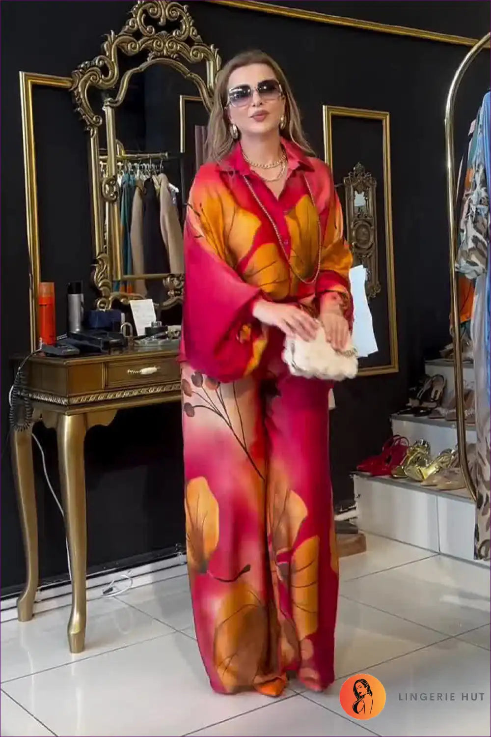 Levoire | Robe Maxi Élégante à Imprimé Floral – Expression Audacieuse & Luxueuse Rot