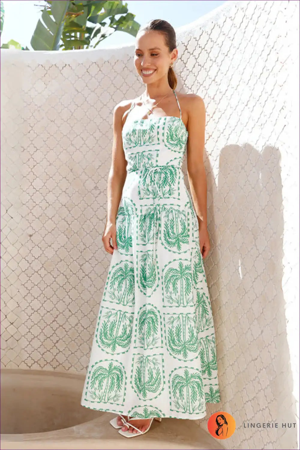 Levoire | Robe halter graphique élégante - L'élégance de l'été Vert