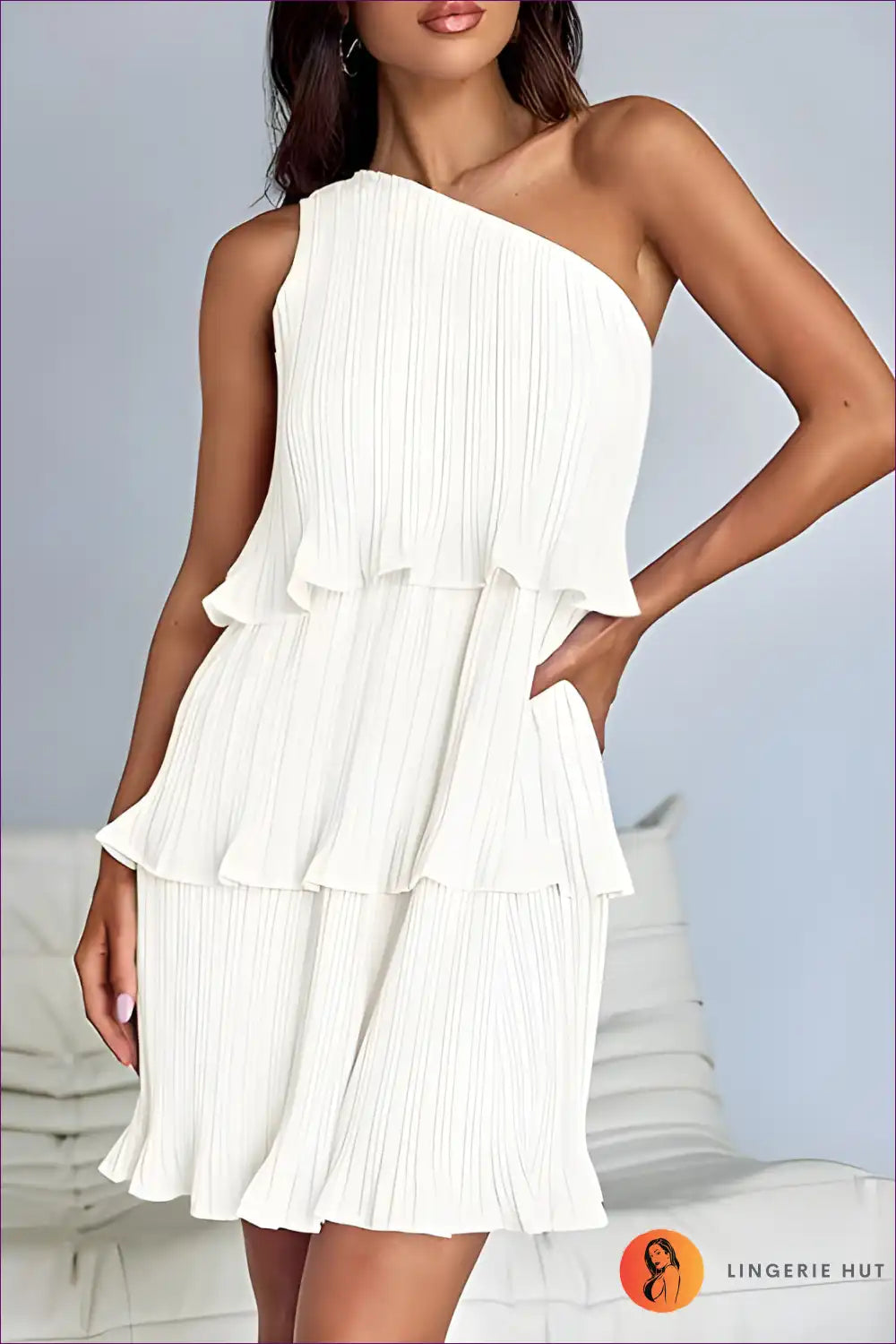 Levoire | Élégant Robe Ridé à Une Épaule - Élégance Estivale Blanc