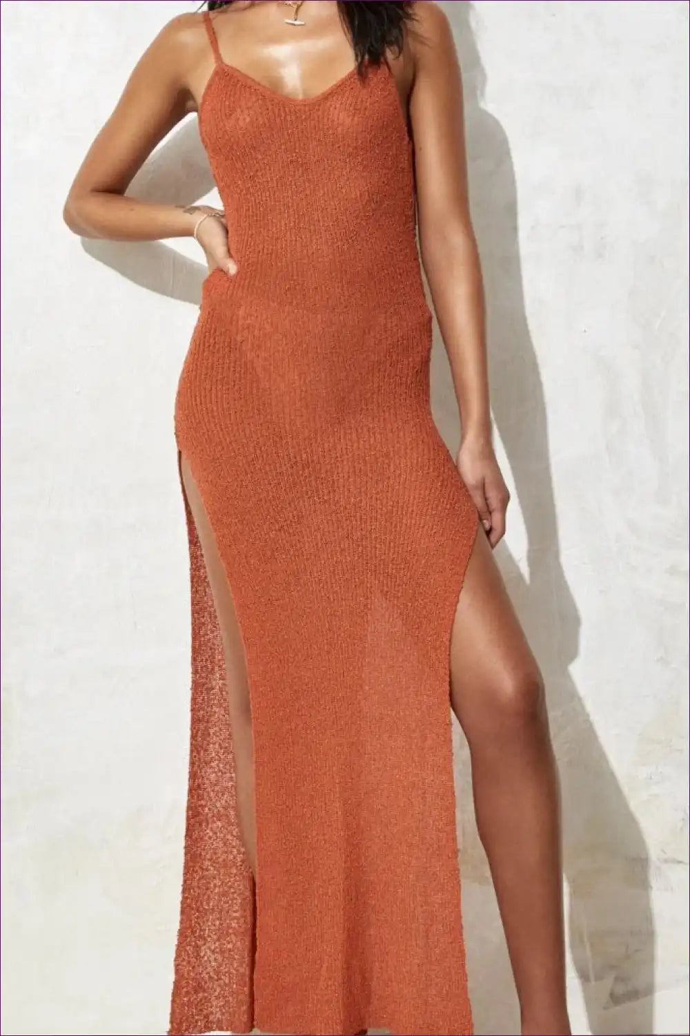 Levoire | Robe Maxi en Tricot Rost Élégante - Boho Chic Rot