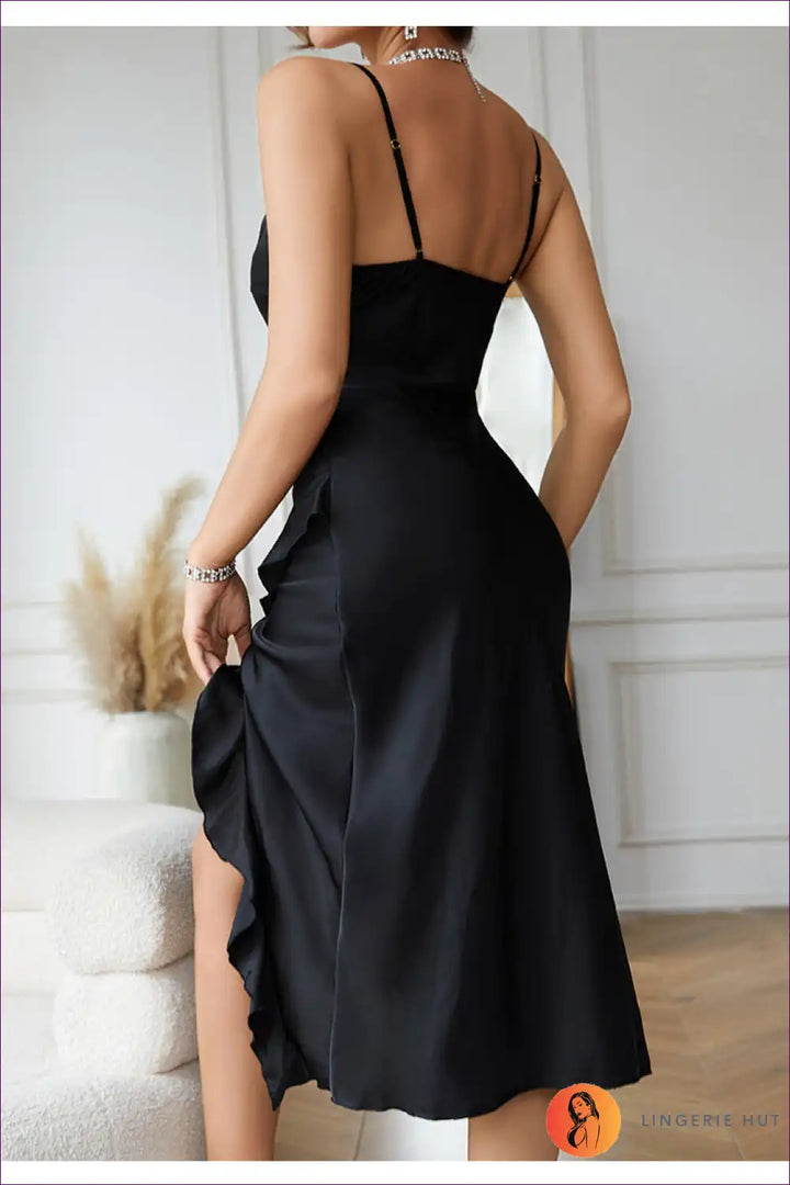 Levoire | Élégant satin asymétrique serpent - Luxe allure Noir