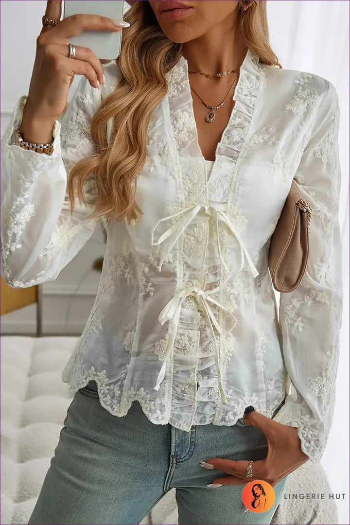 Levoire | Chemisier en dentelle transparente élégant - Ajoutez du style à votre look