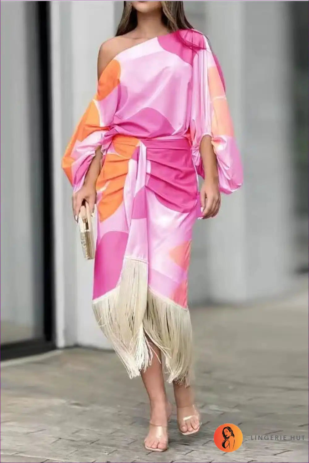 Levoire | Ensemble Frangé Une-épaule Élégant - Élégance Intemporelle Rosa
