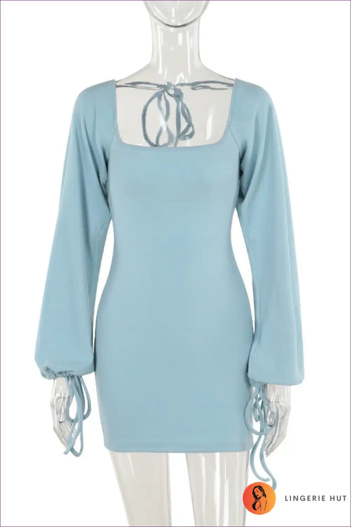 Levoire | Élégante robe mini bleu ciel avec des manches frappantes - Parfaite pour le style d'été Bleu