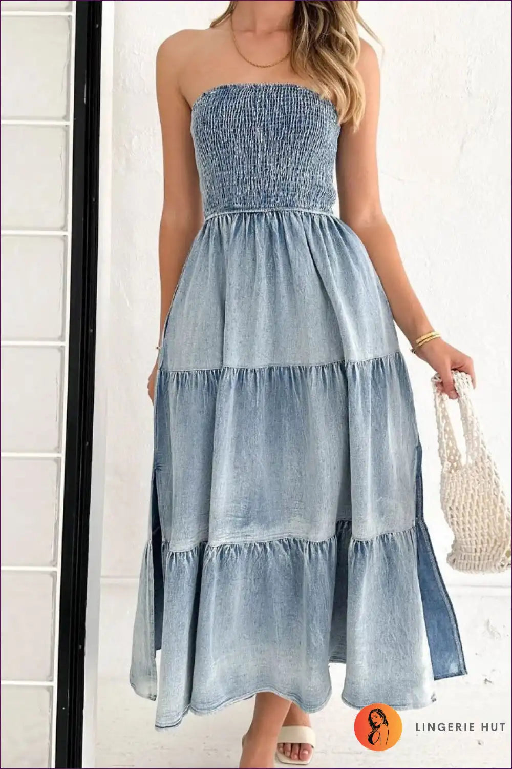 Levoire | Robe d'été chic en collants et jeans Bleu clair