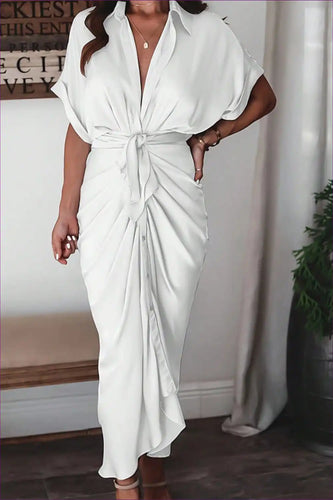Levoire | Robe midi drapée blanche élégante - Élégance moderne