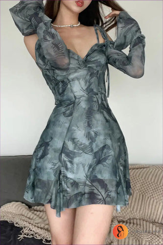 Levoire | Lumoava robe minime à motif de feuilles - Style bohème romantique