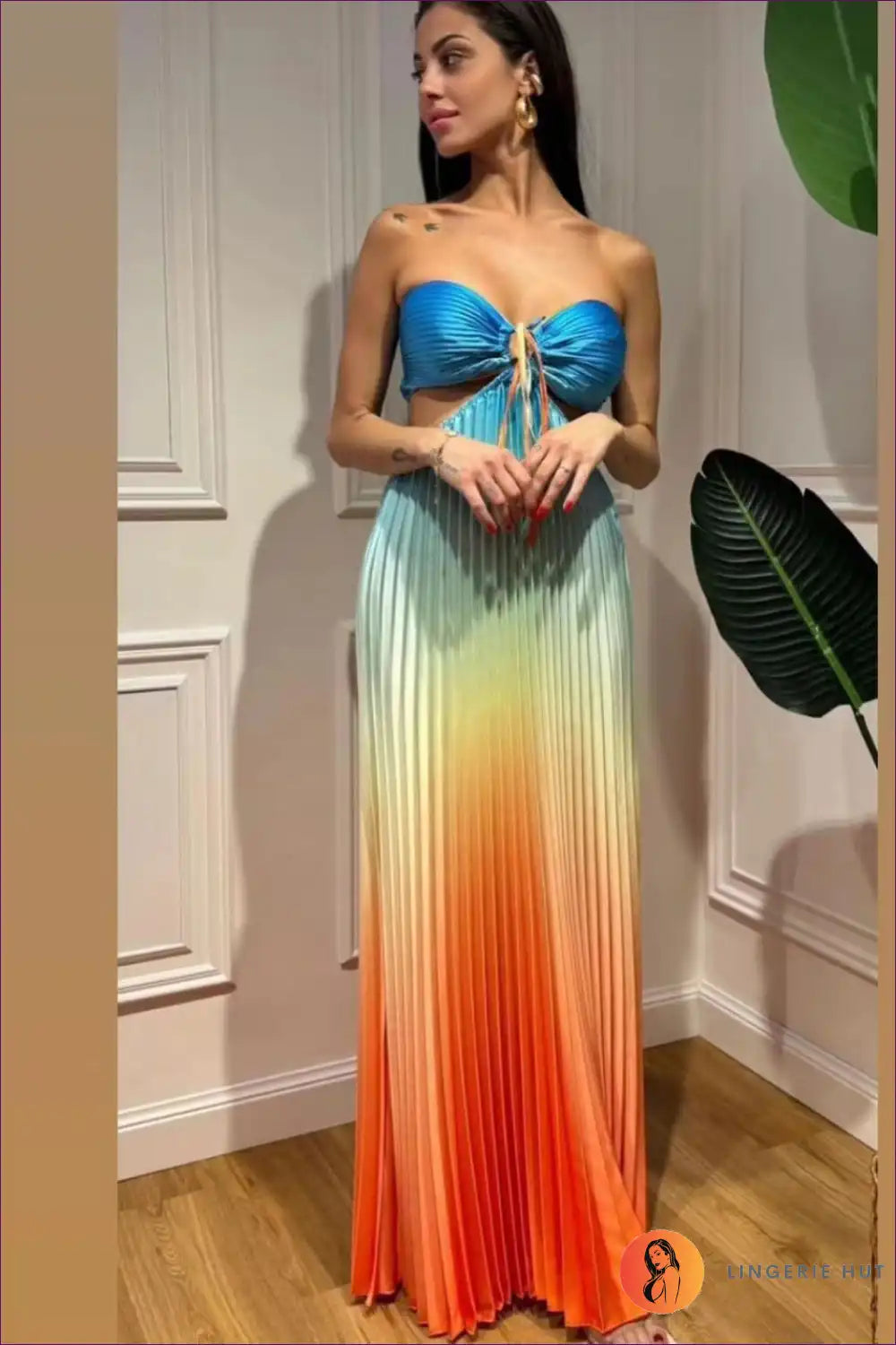 Levoire | Robe maxi dégradée Eteerinen – Élégance fluide en couleurs Bleu Orange