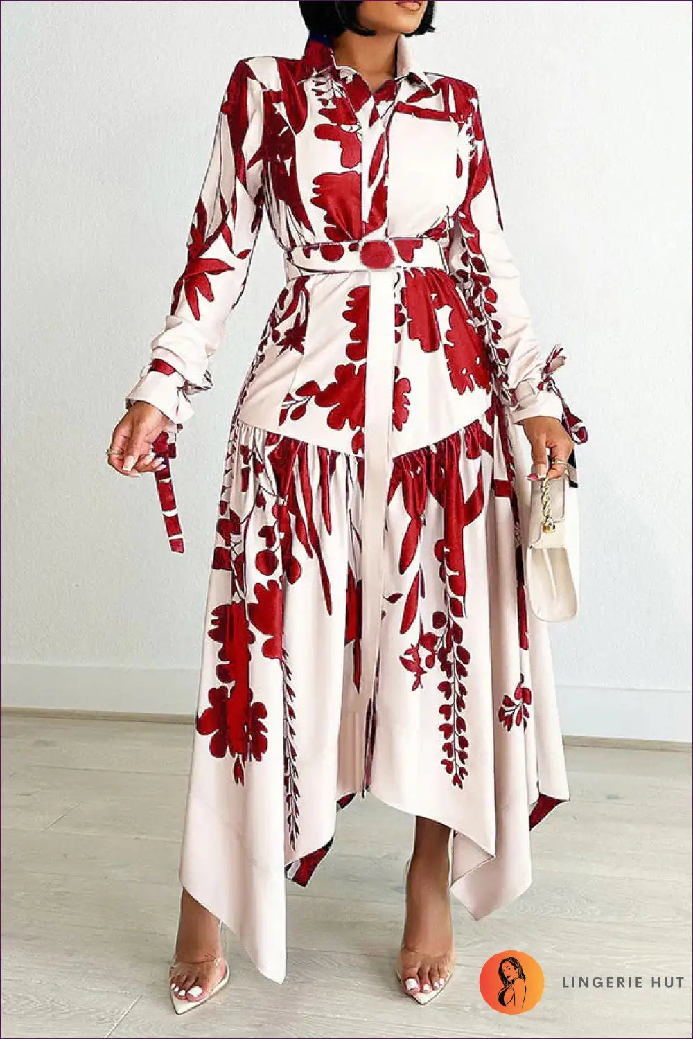 Levoire | Robe maxi asymétrique à imprimé floral – Style d'été Rot