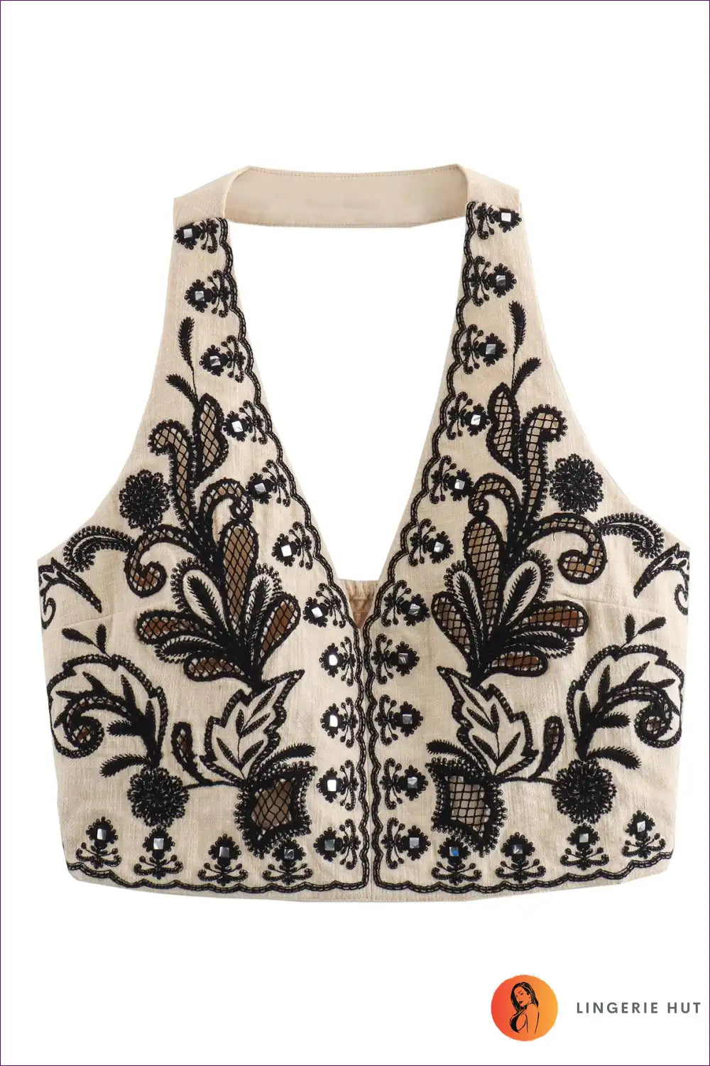 Levoire | Ensemble Top Court Brodé Floral & Jupe - Kesätaika Top multicolore