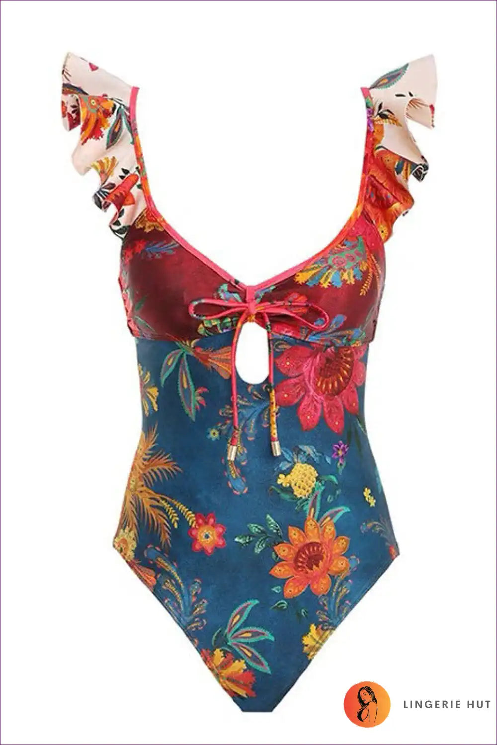 Levoire | Floral Fantasy-maillot de bain - Présentez votre éclat estival Bleu et rouge