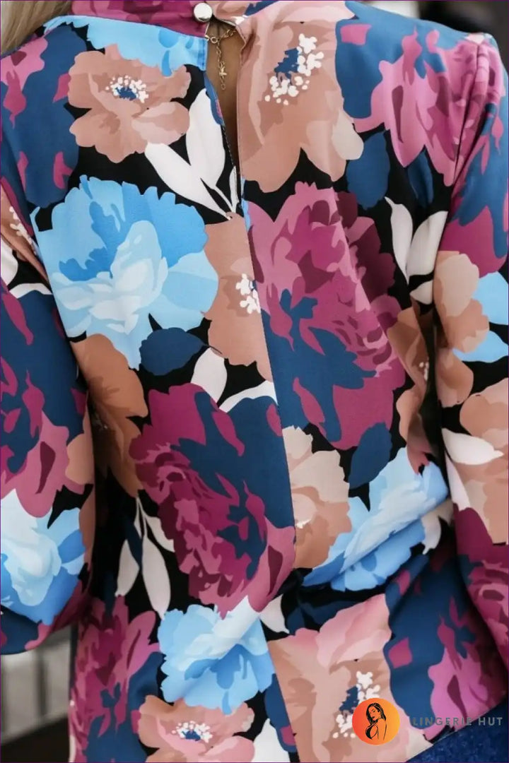 Levoire | Chemise à col montant Floral Harmony – Élégance vivante