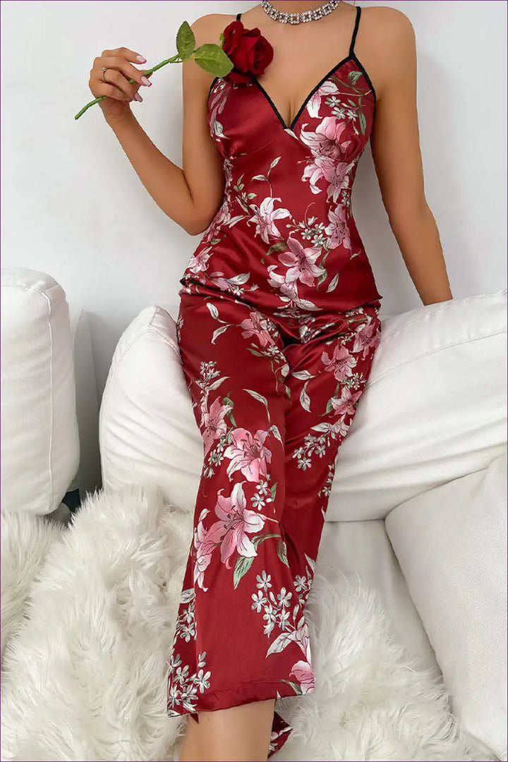 Levoire | Vêtements en satin à fleurs - Luxueux sans effort Rot
