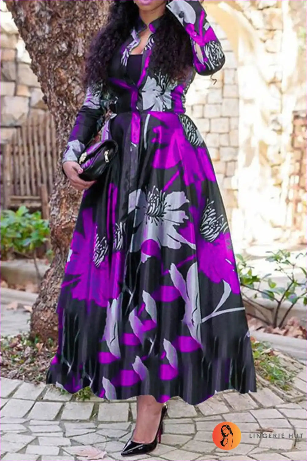 Levoire | Robe maxi en chiffon Floral Whisper - Élégance sans effort Lila