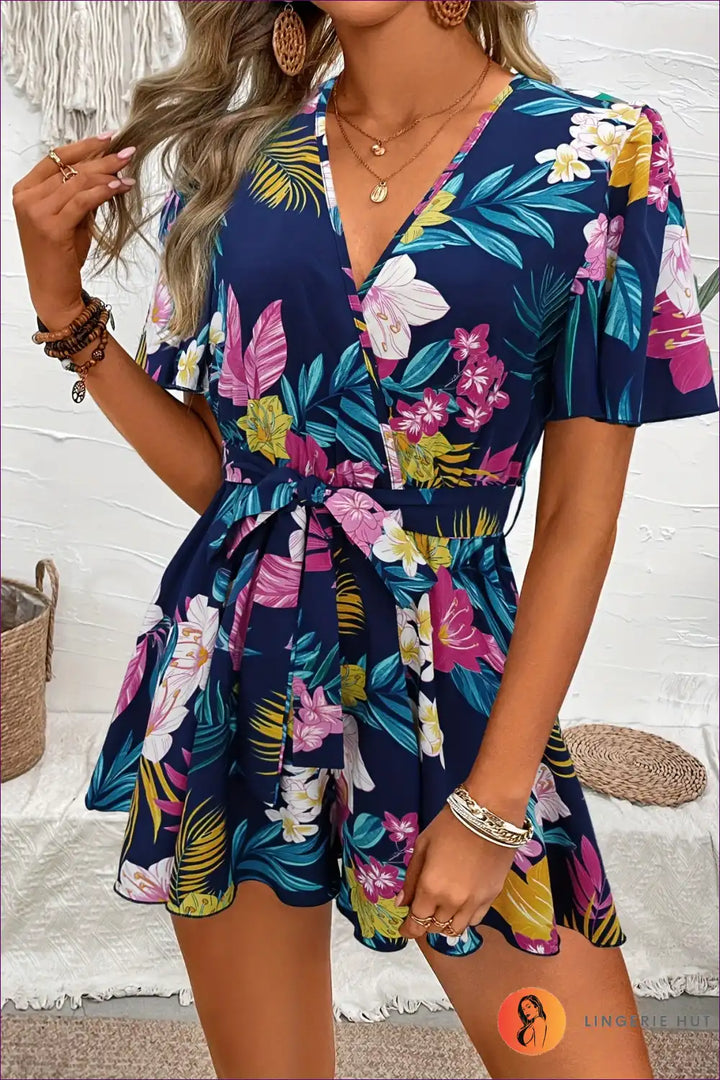 Levoire | Combinaison florale à manches élastiques – Strandtag-Essentiel Mereneito