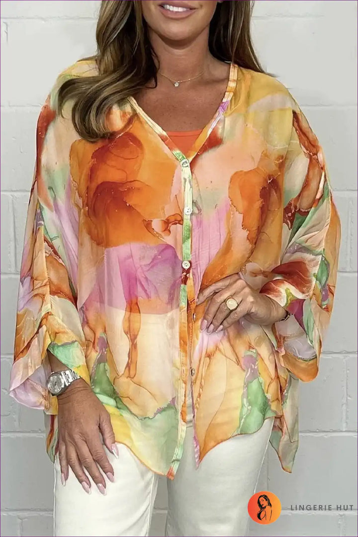 Levoire | Pulli aquarelle fluide – Élégance aérienne en douces couleurs pastel Orange
