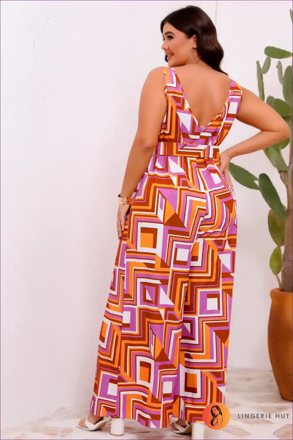 Levoire | Imprimé géométrique Robe Maxi Grande Taille – Audacieuse & Belle