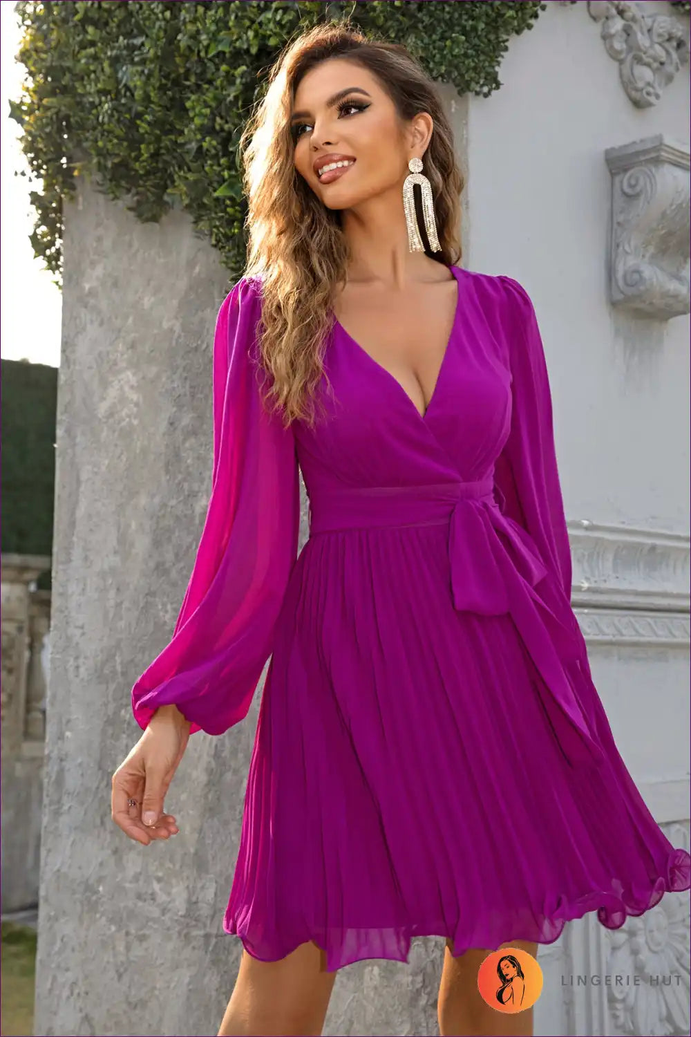 Levoire | Robe plissée à manches longues - Élégante et chic Lila