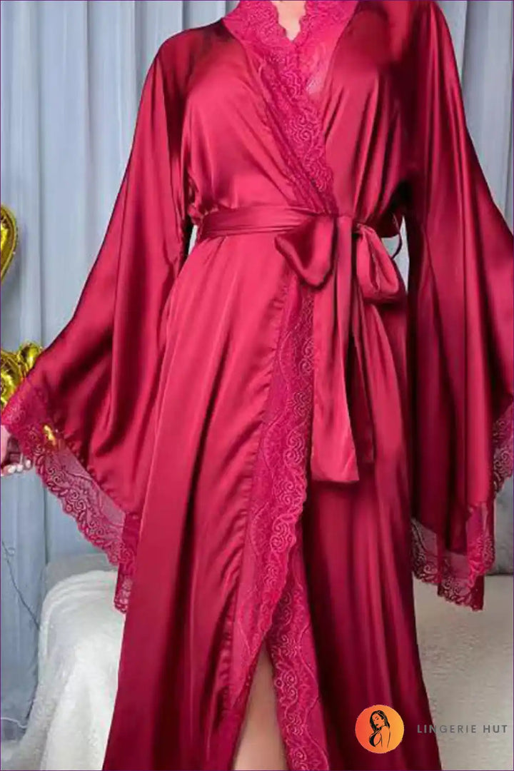 Levoire | Robe de chambre en satin rouge de luxe - Élégance sensuelle Bordeaux