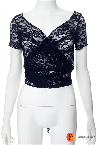 Levoire | Ensemble de robe portefeuille en dentelle bleu nuit - Charme sans effort