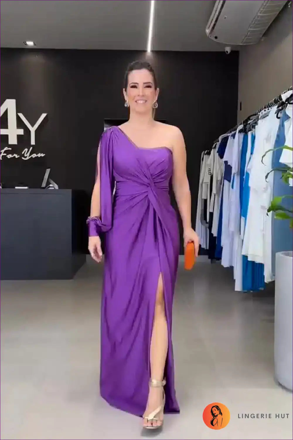 Levoire | Olive Enchantment Robe de Soirée à Une Épaule - Élégance Sophistiquée Lila