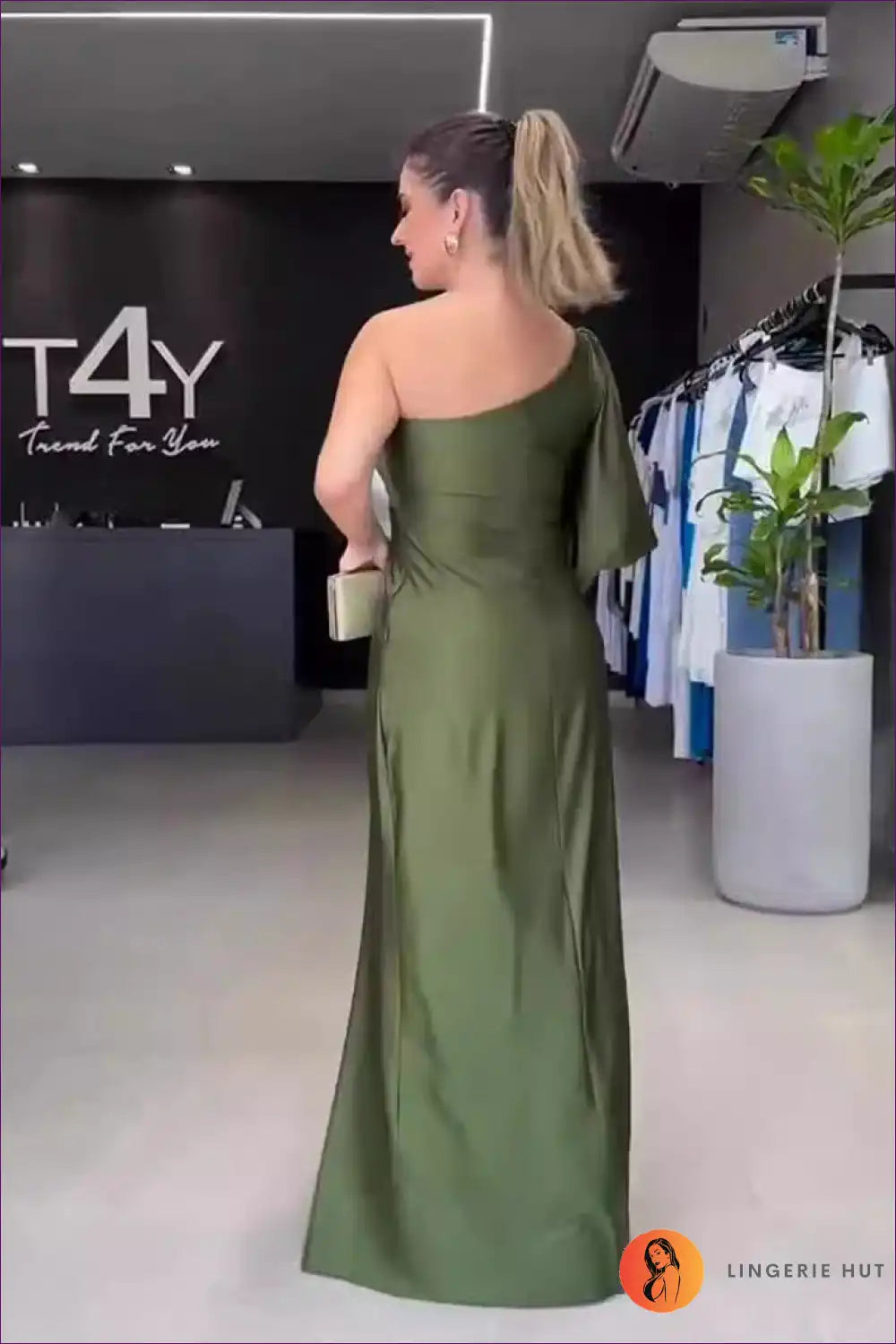 Levoire | Olive Enchantment Robe de Soirée à Une Épaule - Élégance Sophistiquée