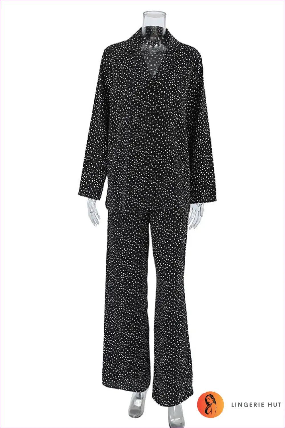 Levoire | Robe de nuit en satin imprimé – Détente élégante Noir