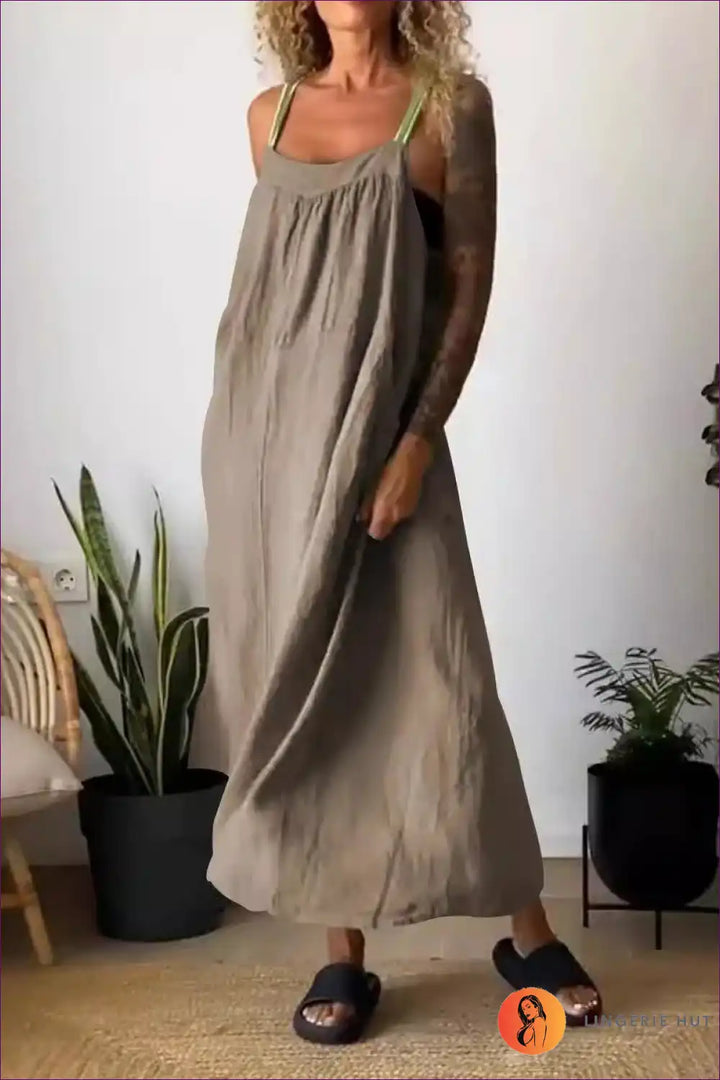Levoire | Locker Bleu Robe Maxi à Bretelles Larges – Confort Sans Effort