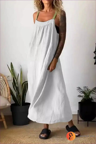 Levoire | Locker Bleu Robe Maxi à Bretelles Larges – Confort Sans Effort