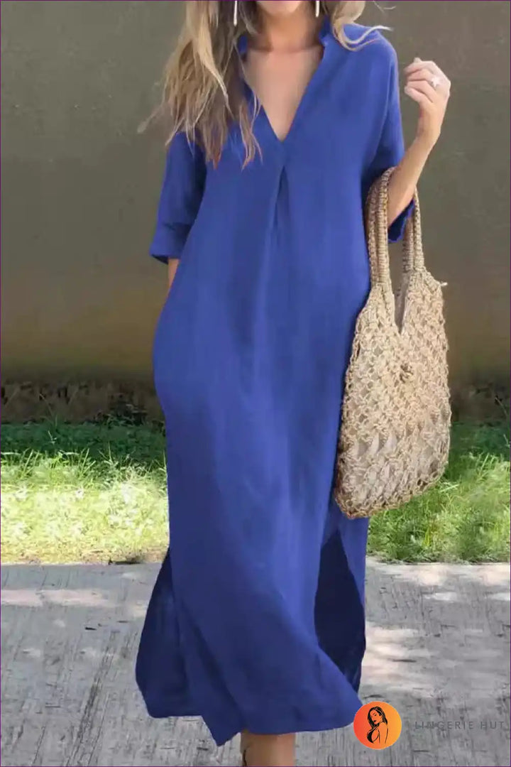 Levoire | Robe Maxi Chic Décontractée – Élégance Sans Effort Bleu