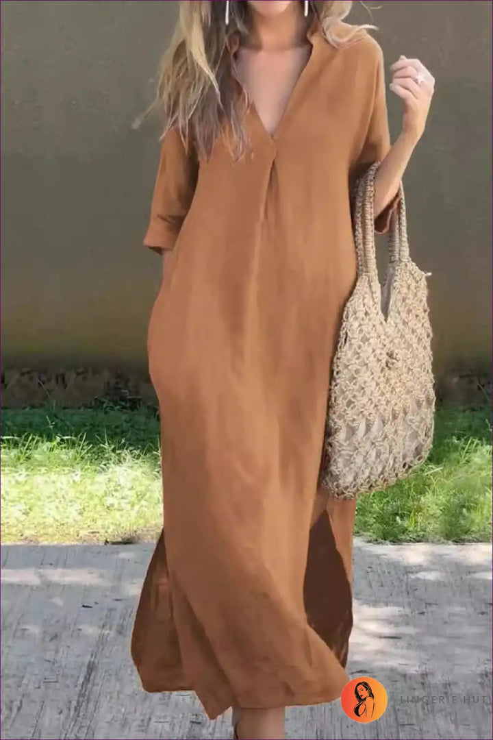 Levoire | Robe Maxi Chic Décontractée – Élégance Sans Effort Khaki