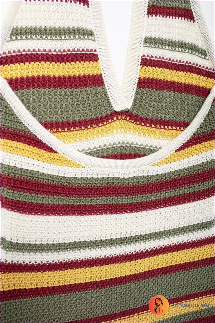 Levoire | Robe Mini Tricot Rayée Retro - Élégance Inspirée des Années 70