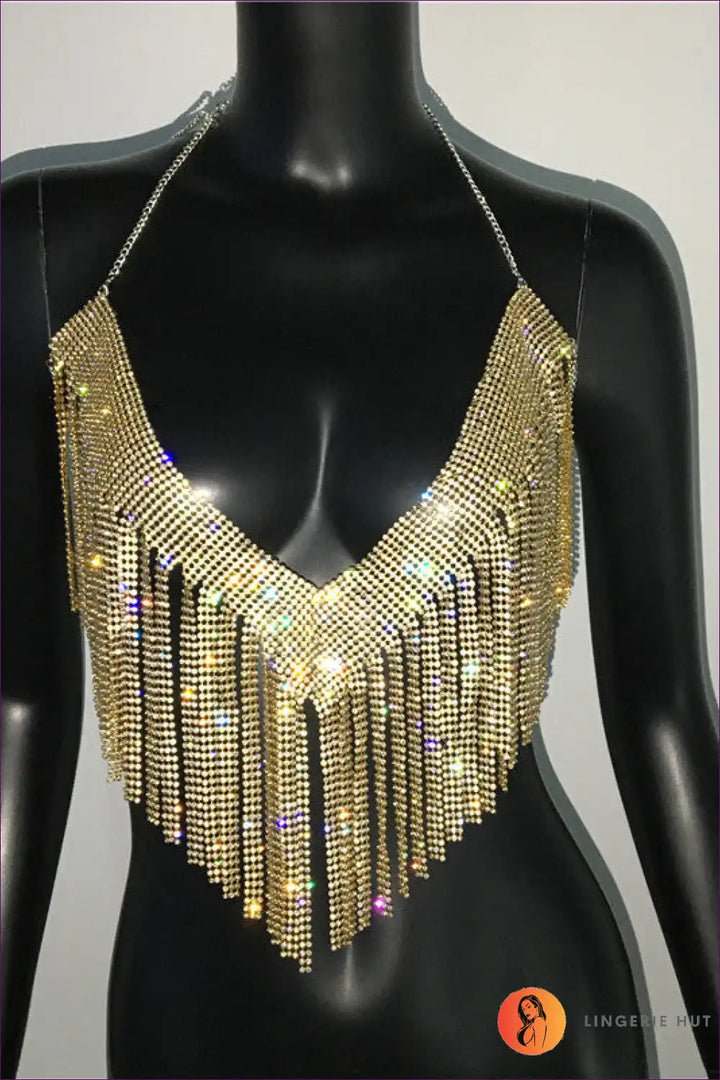 Levoire | Top Strass Brillant - Yökerho Kimallus Une taille Or