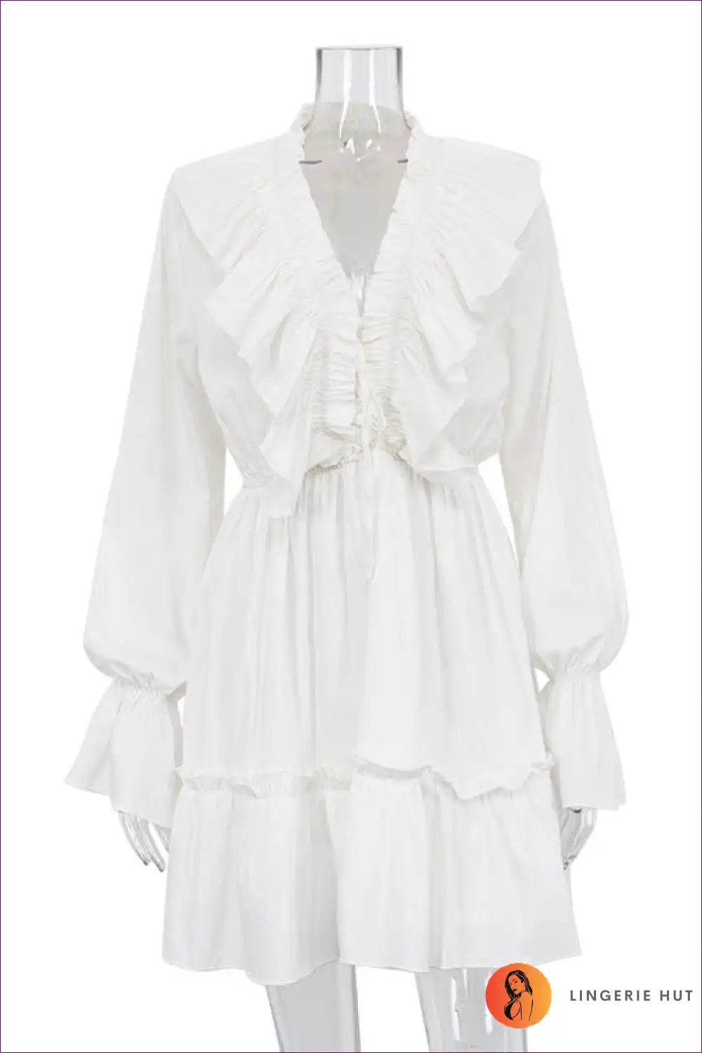Levoire | Robe Chiffon Rüsch – Élégance sans effort Blanc