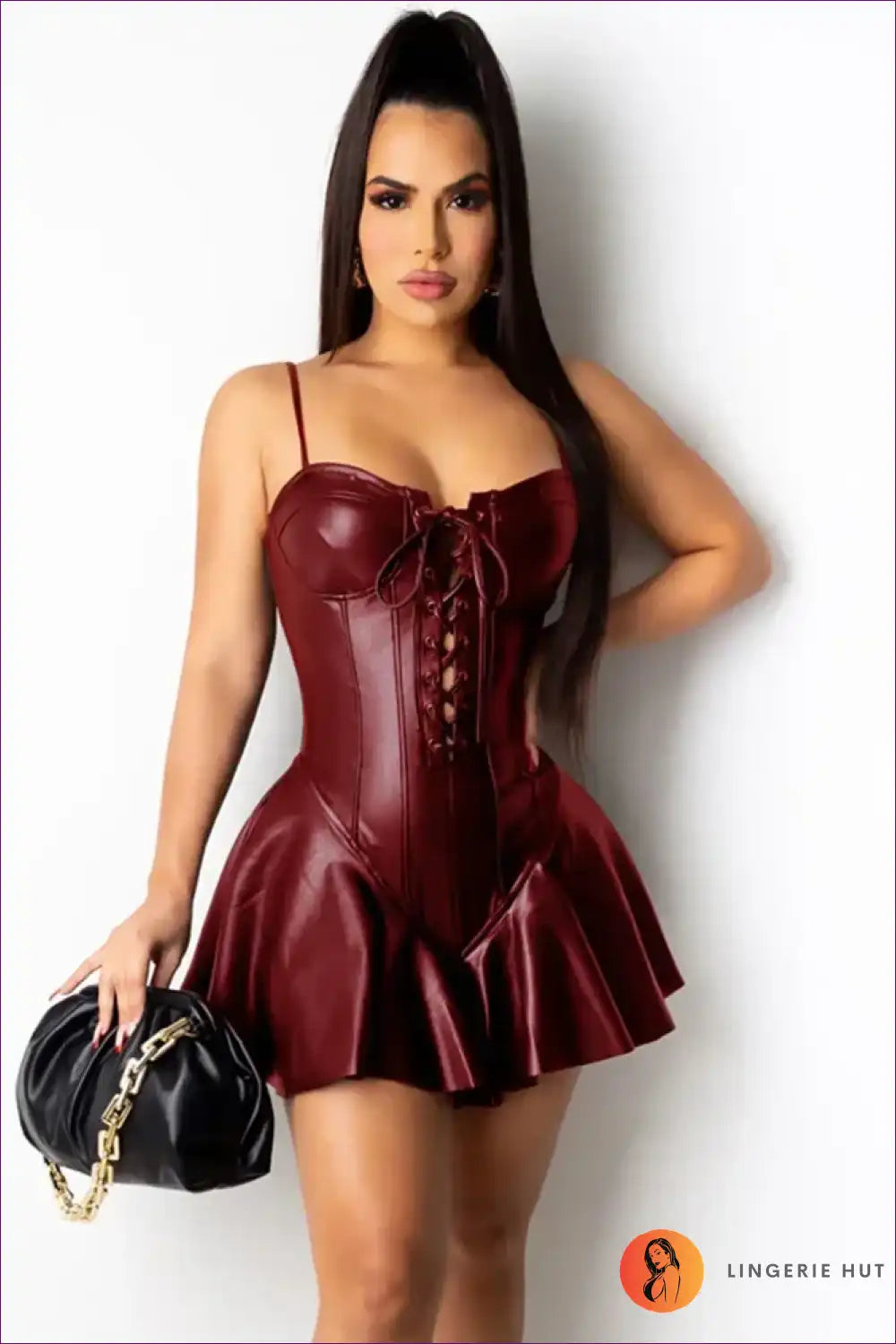 Levoire | Sexy Corset en Cuir Bourgogne Robe - Élégance Forte Bordeaux