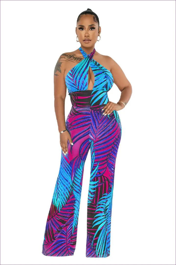 Levoire | Robe dos nu tropical sexy - Sensation estivale ultime Bleu clair