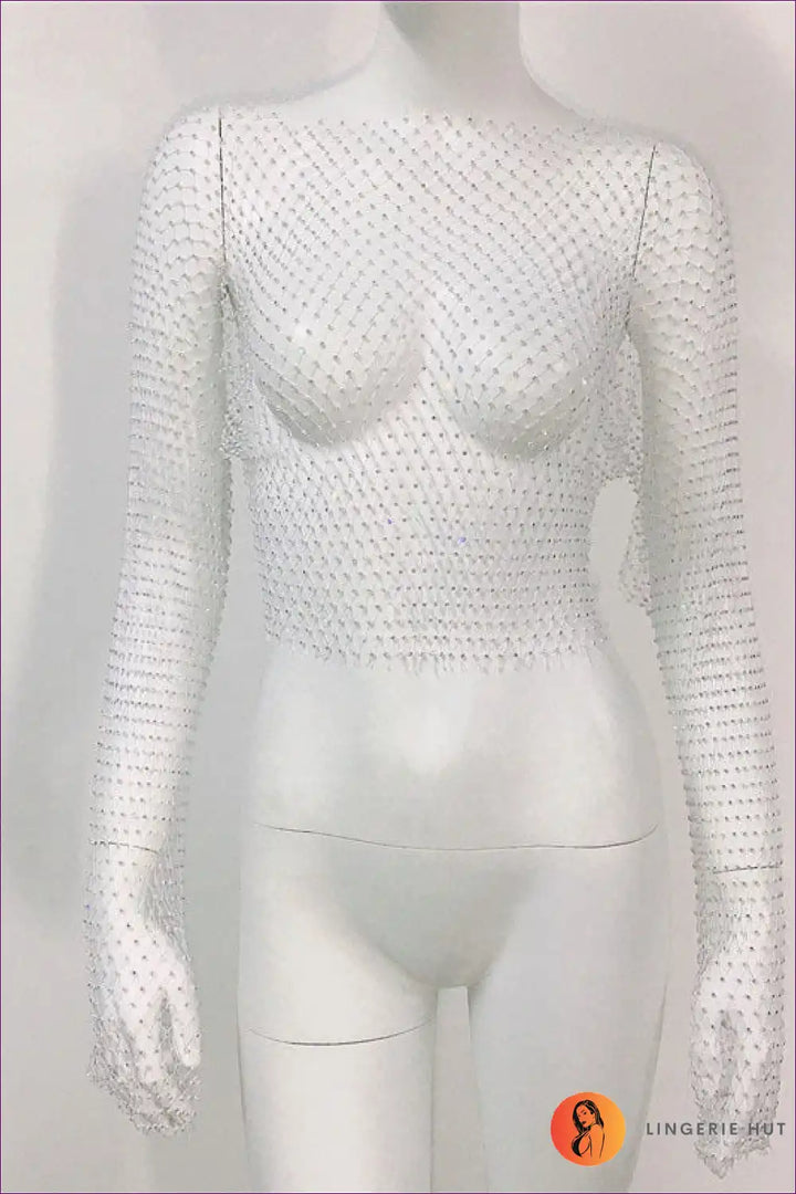 Levoire | T-shirt de pêcheur séduisant à scintillement - Brillez brillamment, brillez audacieusement Blanc